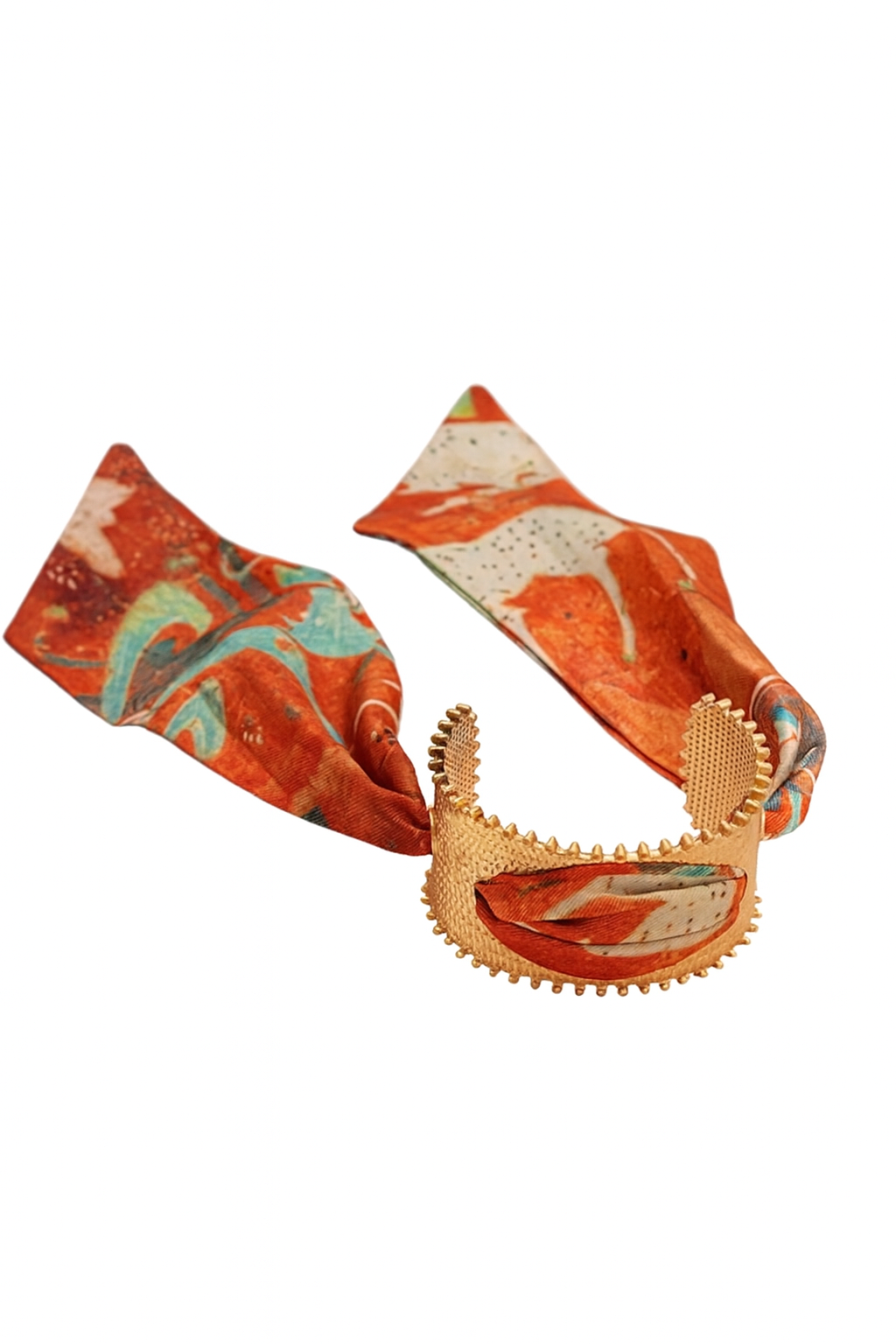 Scarf Cuff Bracelet - Large - Orange and Blue