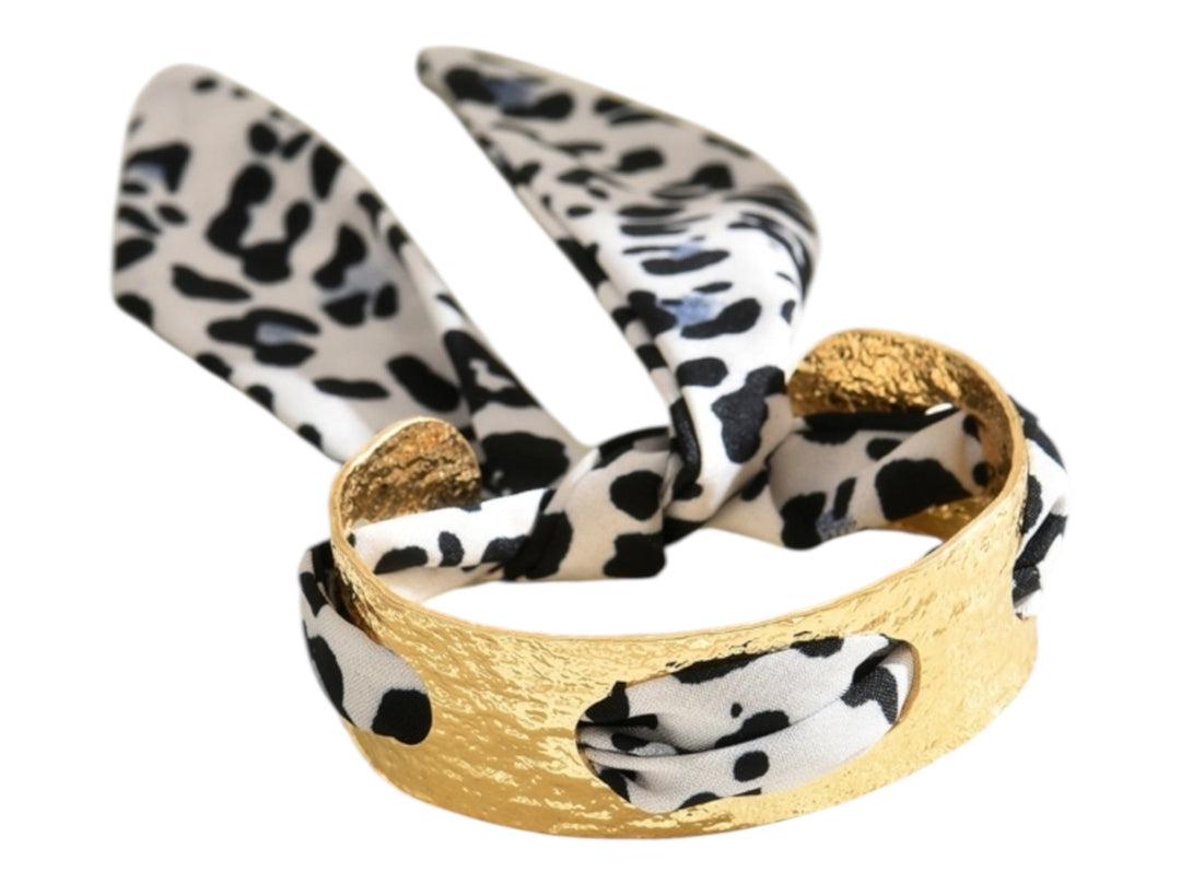 Scarf Cuff Bracelet - Leopard White