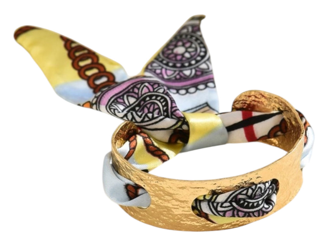 Scarf Cuff Bracelet - Blue and Pink Chain