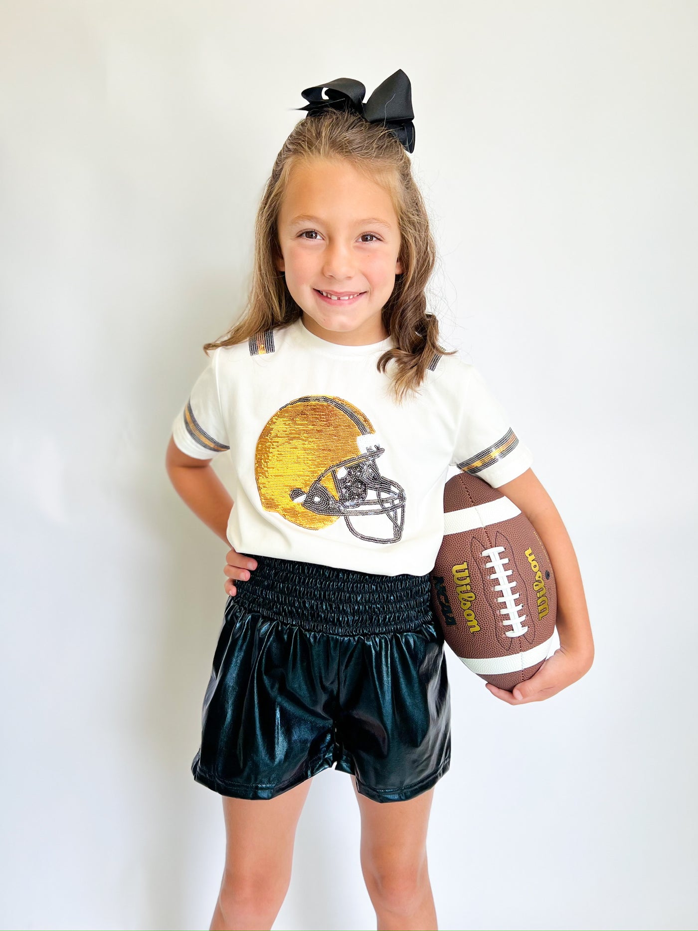 Black Metallic Girls Swing Shorts