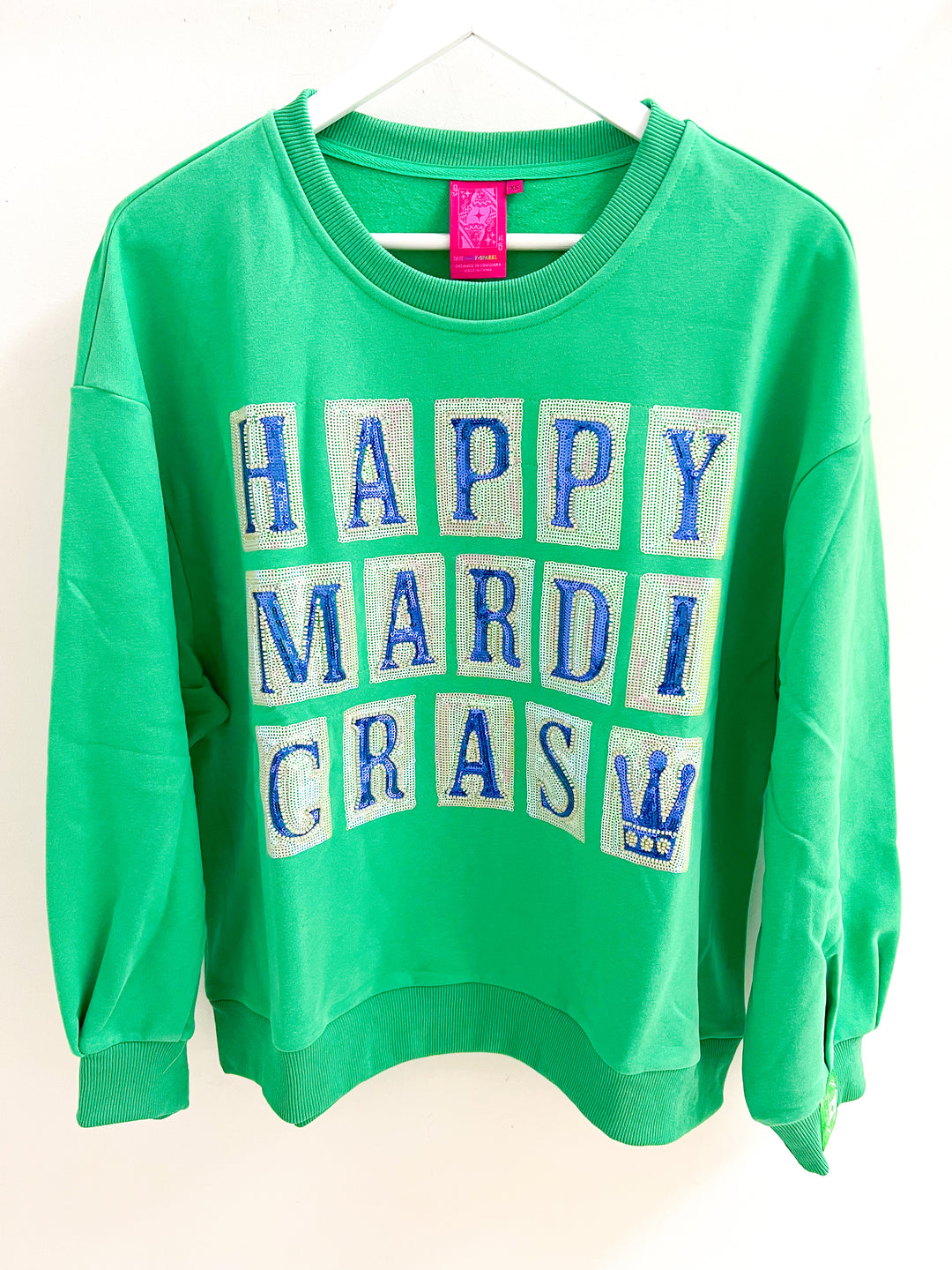 Green Happy Mardi Gras Street Tile Sweatshirt