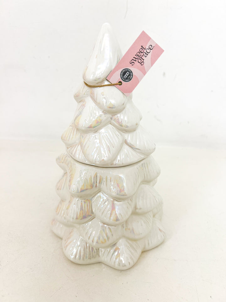 Sweet Grace White Ceramic Tree Candle #070
