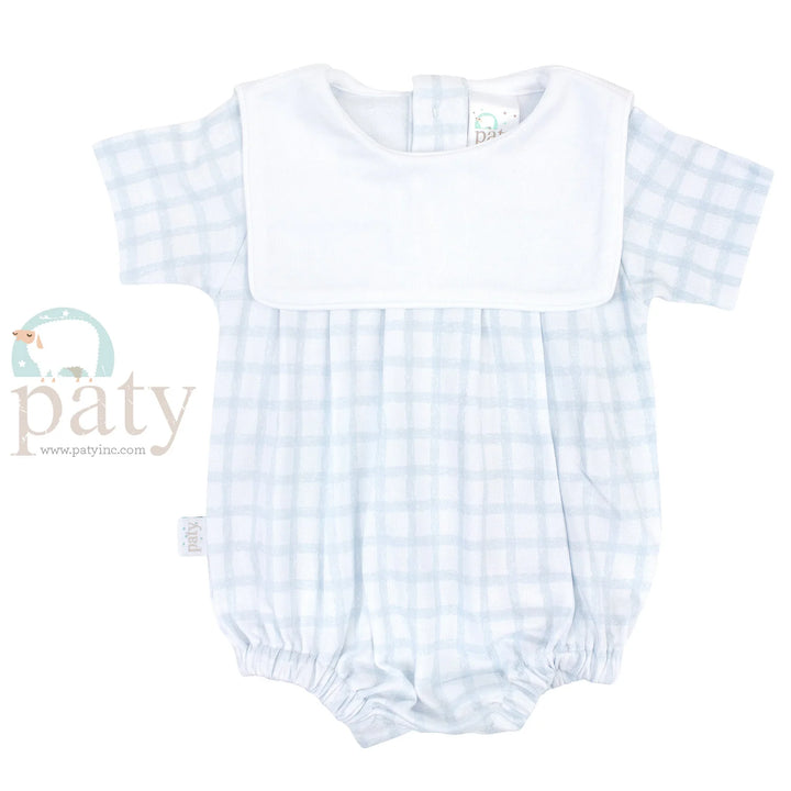 Blue Gingham Pima Bib Bubble