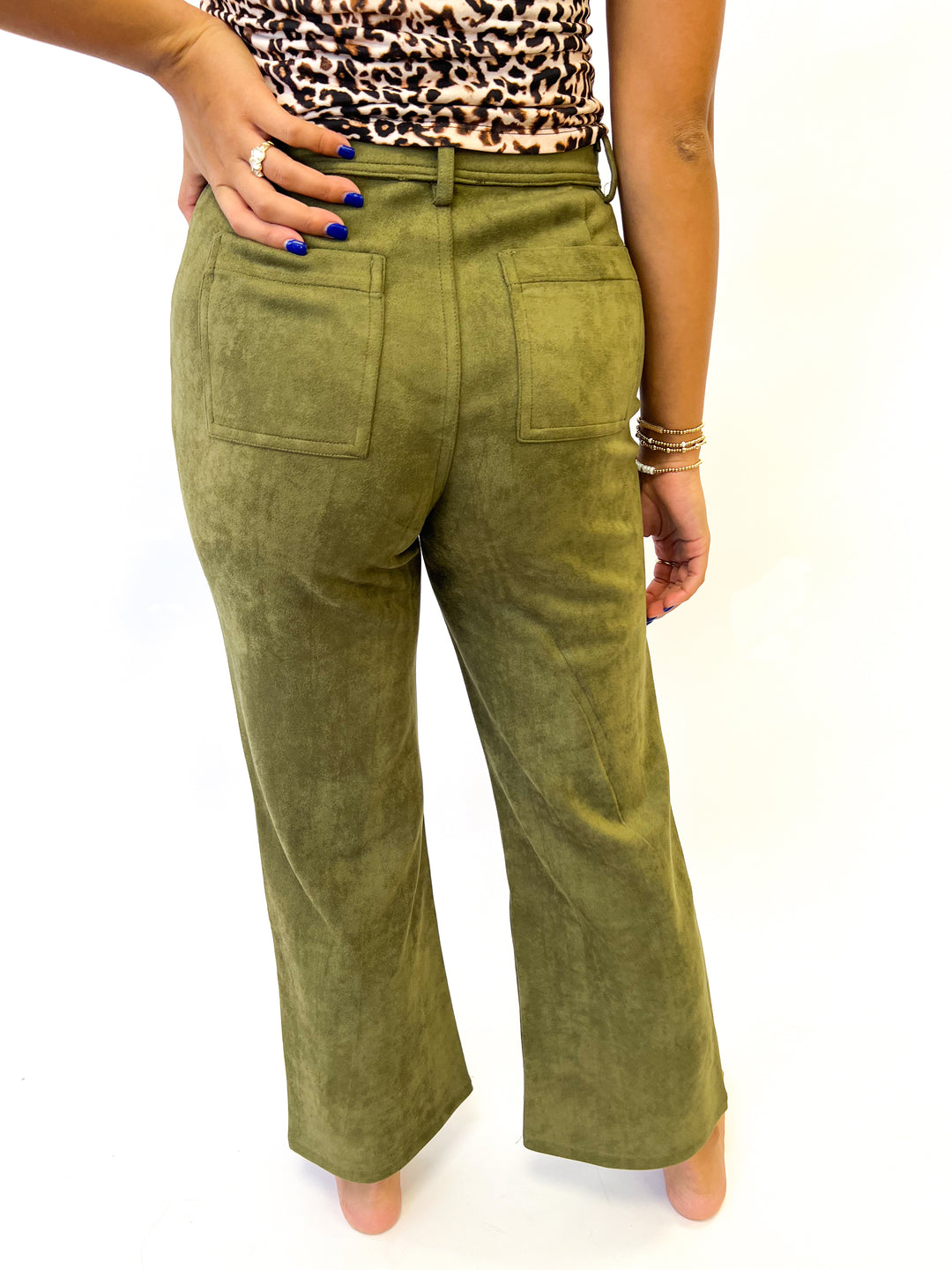 Olive Tuscany Faux Suede Pants