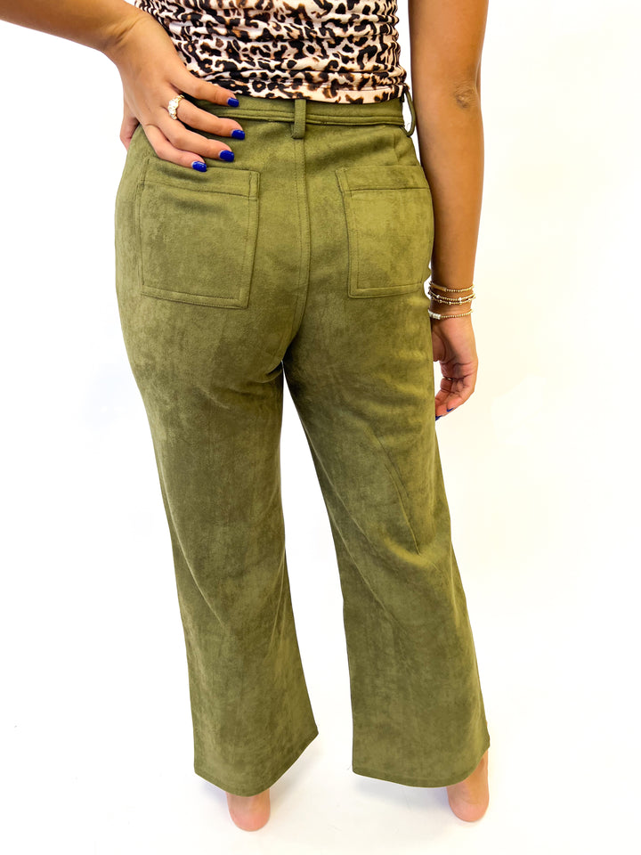 Olive Tuscany Faux Suede Pants