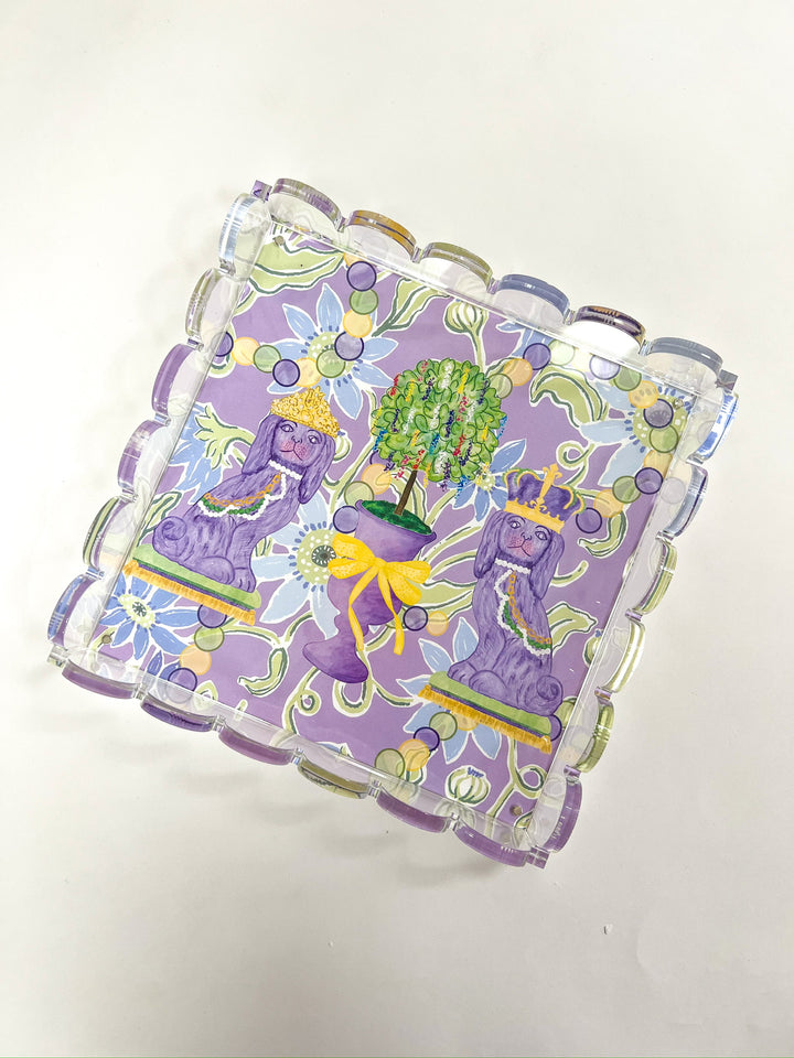 Mardi Gras Reversible Print Acrylic Tray