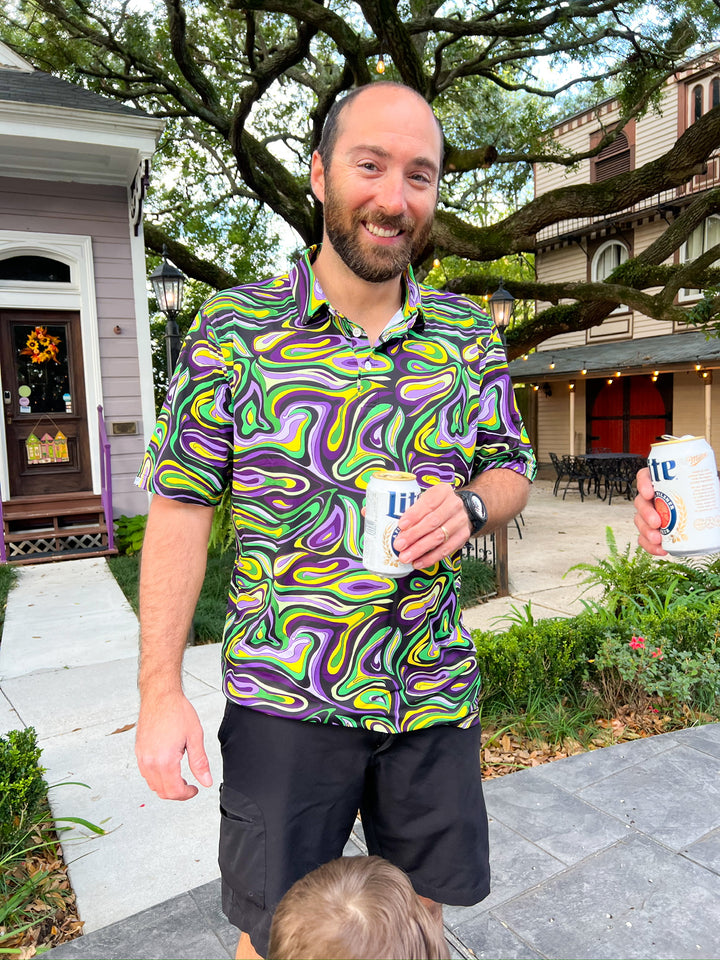 Mardi Gras Marble Teddy Polo