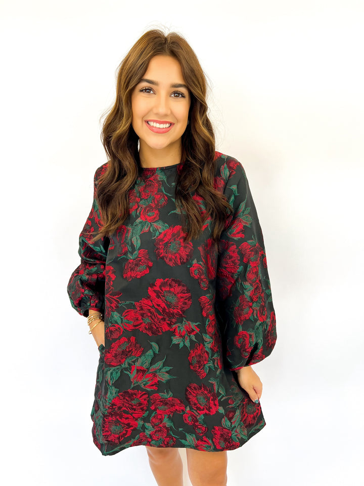 Black Rose Jacquard Dress
