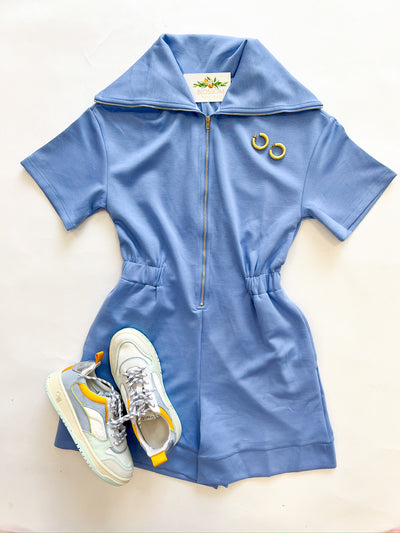 Sky Blue Zip Novelty Romper