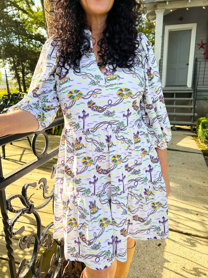 Mardi Gras Toile Tory Dress