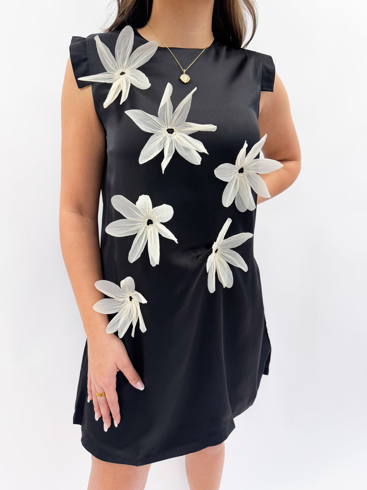 Black Flower Burst Dress