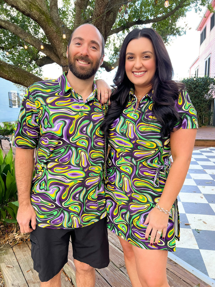 Mardi Gras Marble Teddy Polo