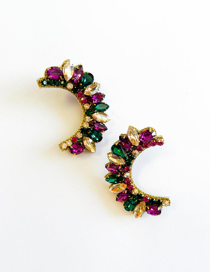 Mardi Gras Statement Gem Wing Earrings