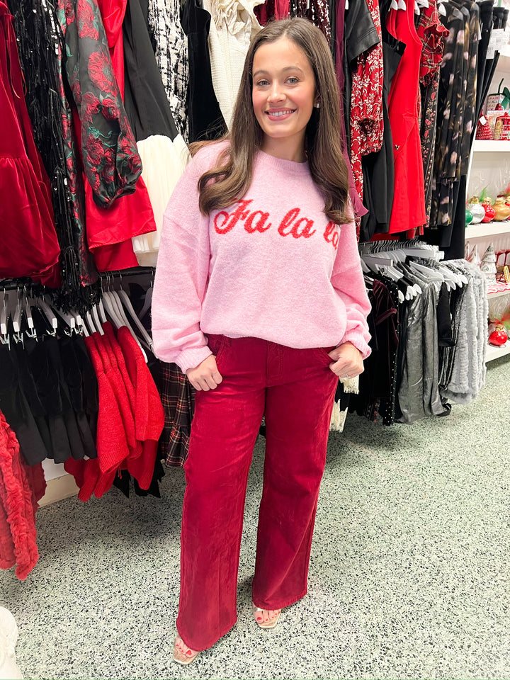 Red Jean High Rise Flare