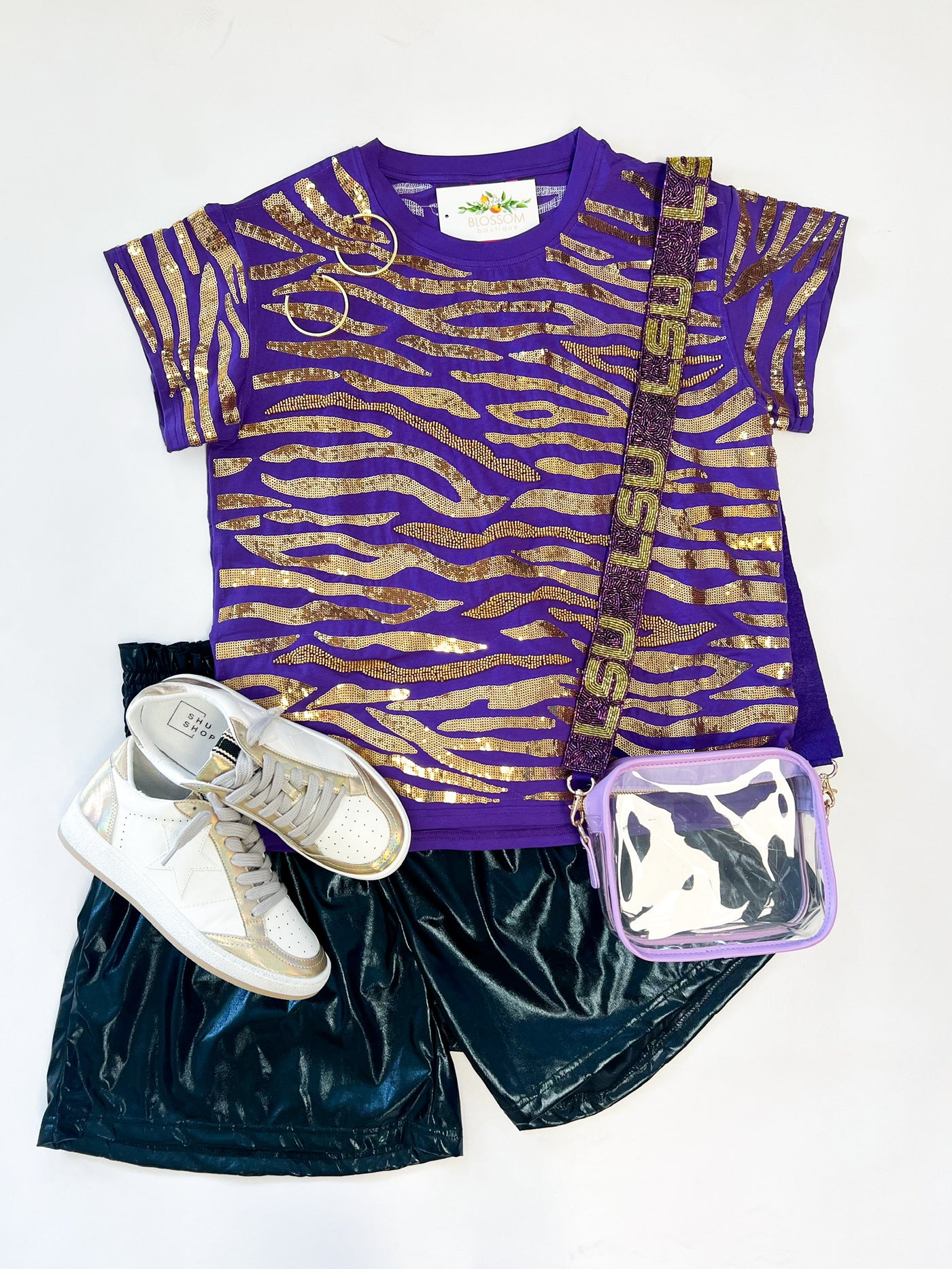 Purple & Gold Tiger Striped Top