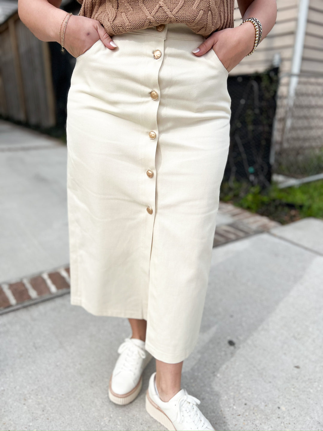 Celine Twill Midi Skirt