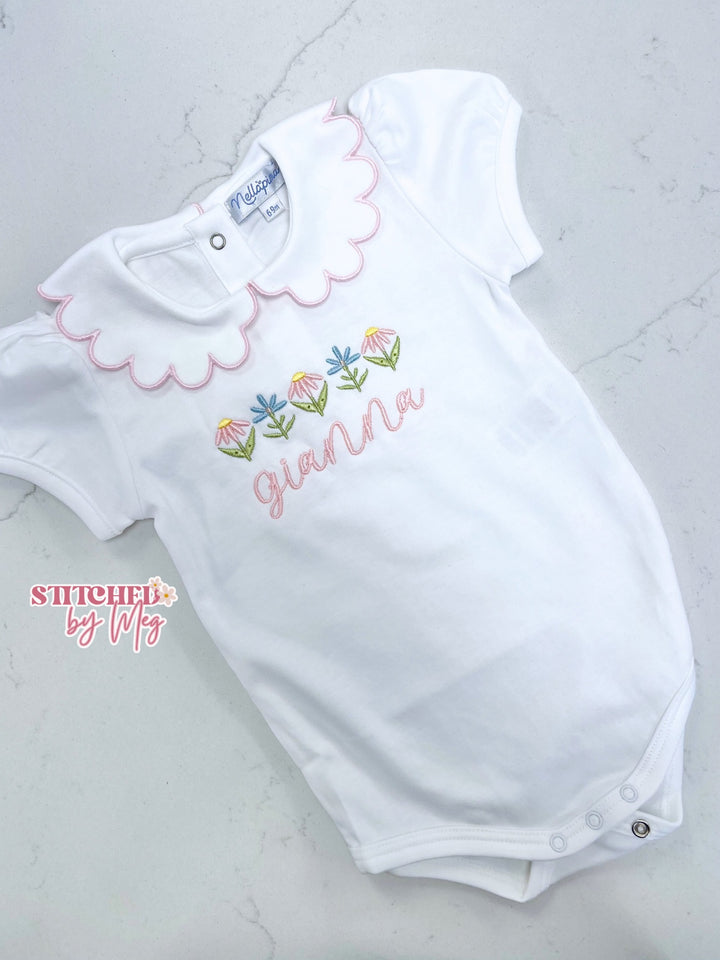 Nella Pink Scallop Onesie