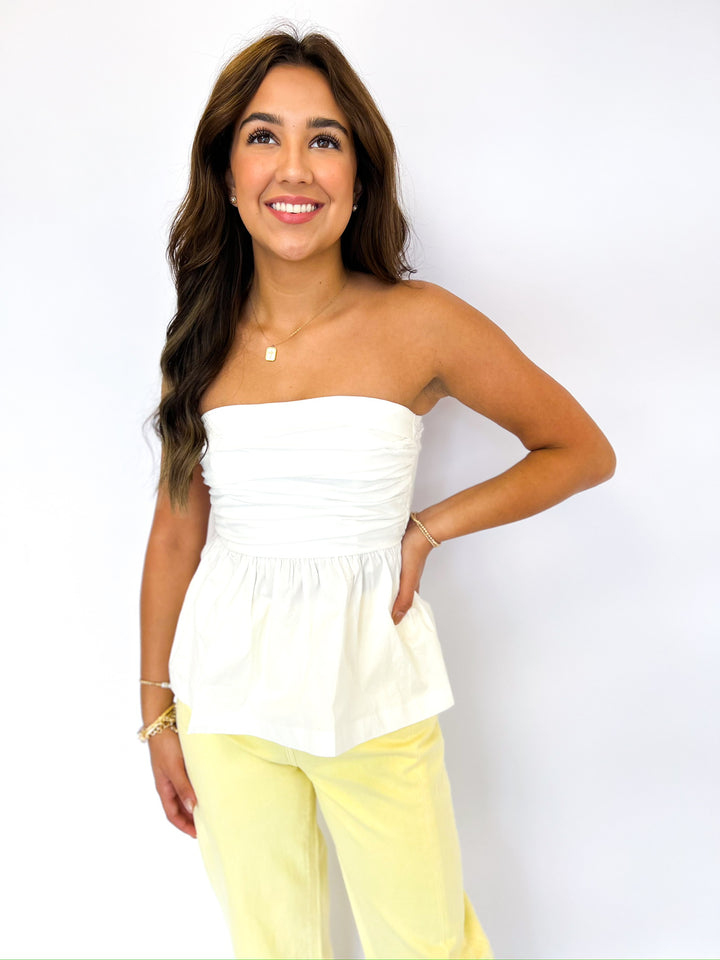 Off White Bubble Peplum Top