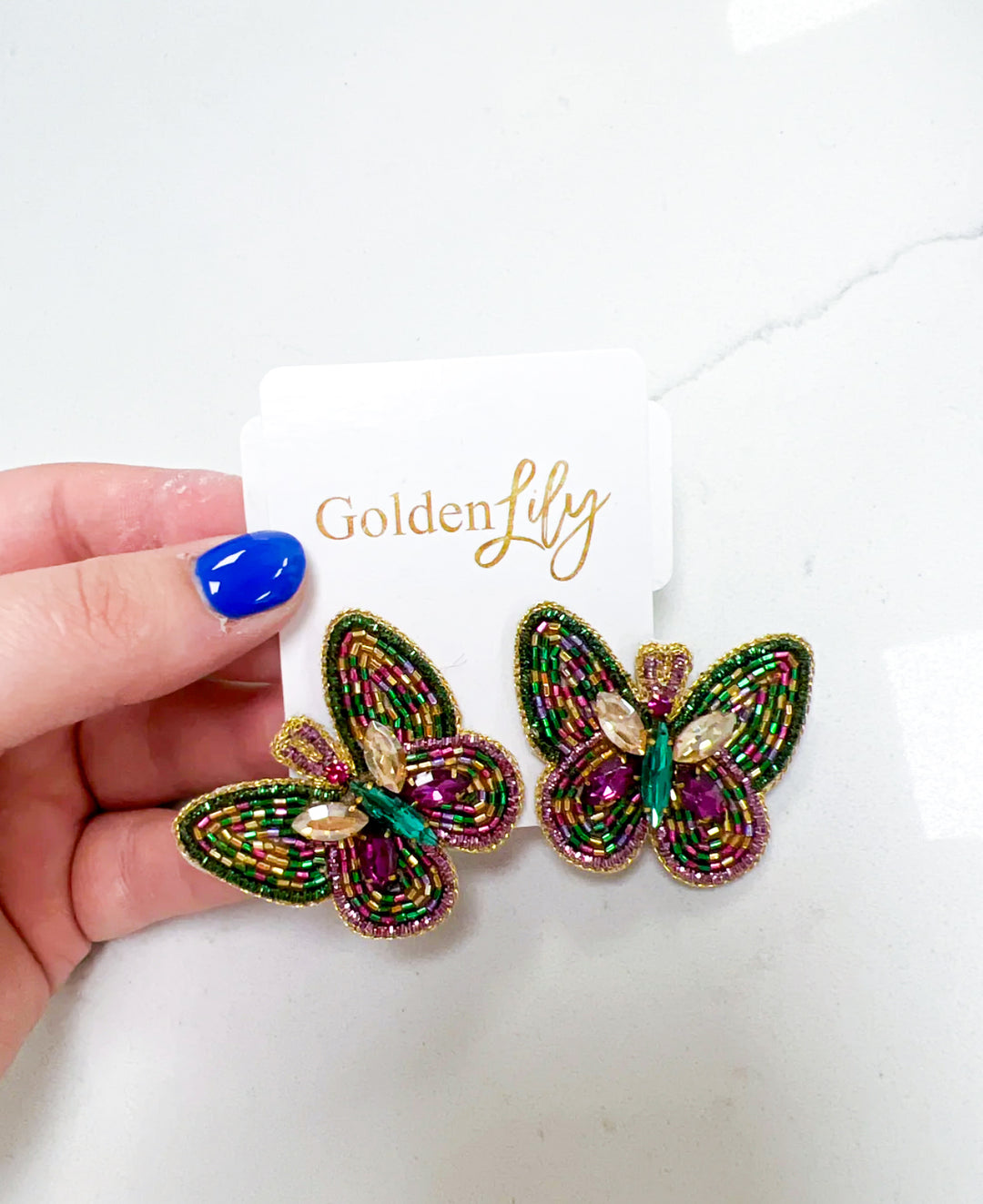 Mardi GrasButterfly Stud Earrings
