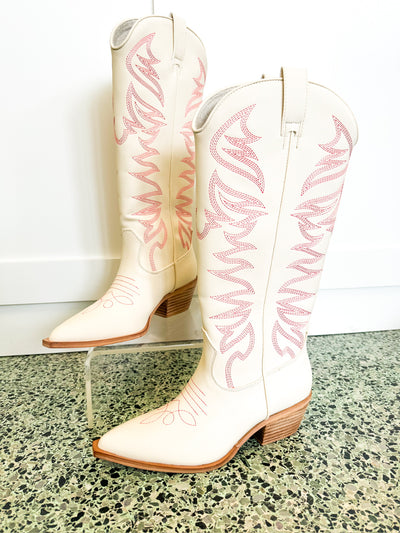 Bone & Pink Zerena Cowgirl Boot