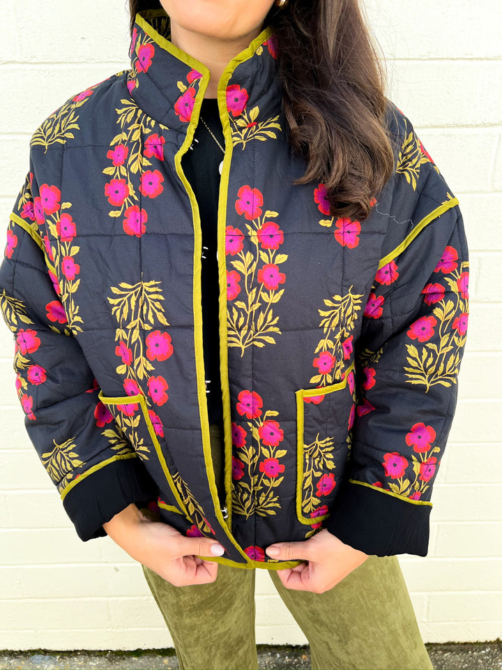 Black Pottery Floral Jacket