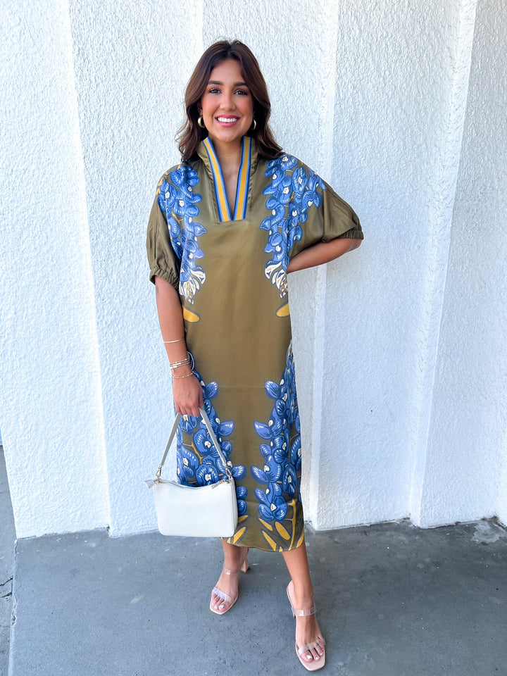 Bluebonnet Poppy Caftan Dress