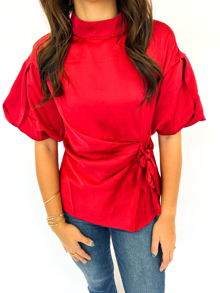 Lipstick Red Sasha Satin Top