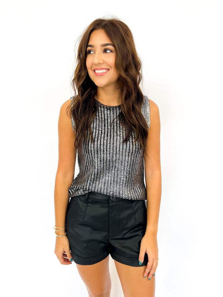 Silver Sweater Crewneck Top