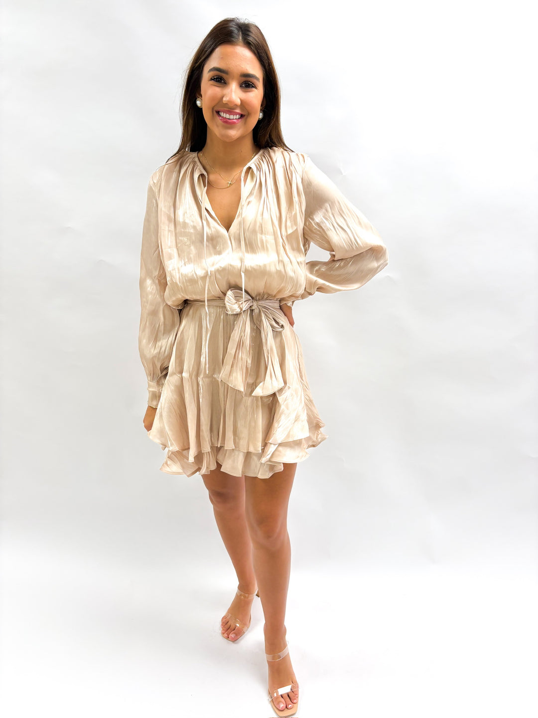 Champagne Organza Mini Dress