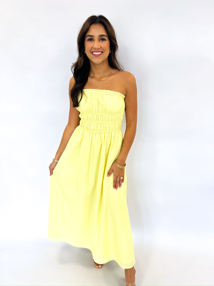 Lemoncello Strapless Midi Dress