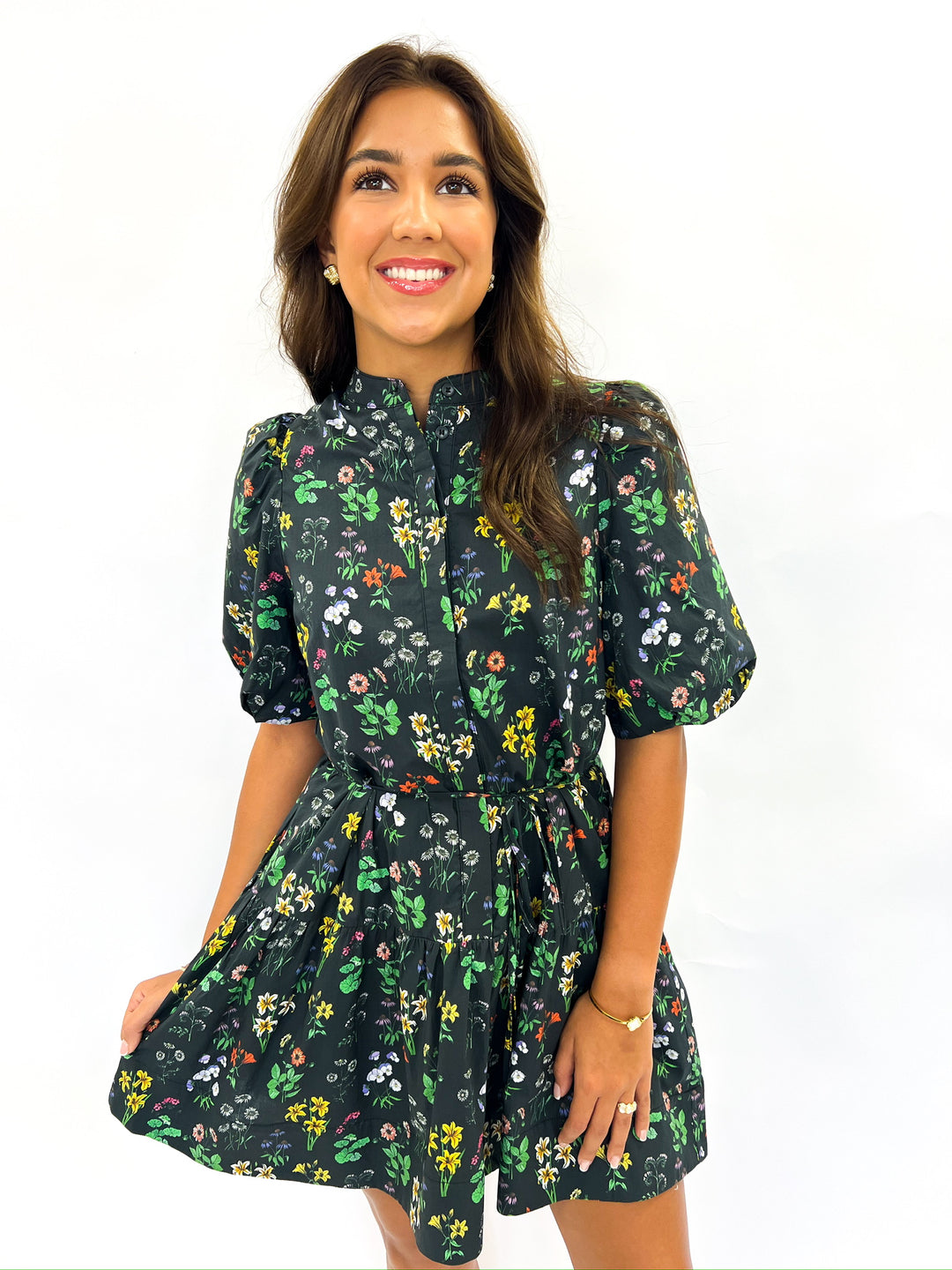 Black Multi Flower Layout Dress