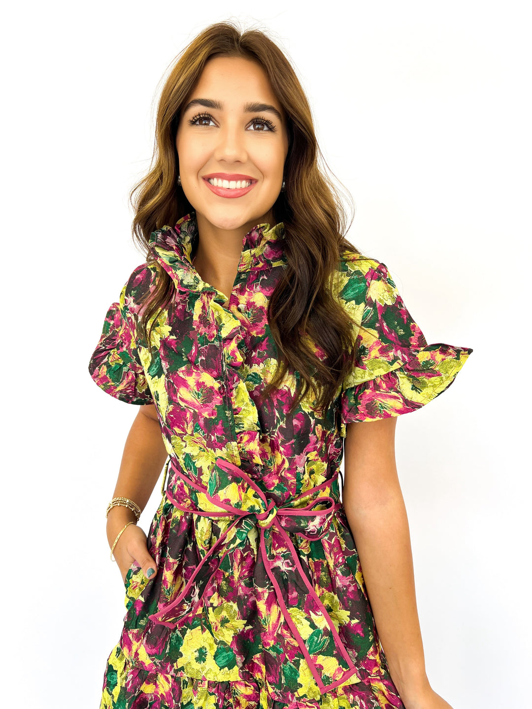 Lena Floral Jacquard Maxi Dress