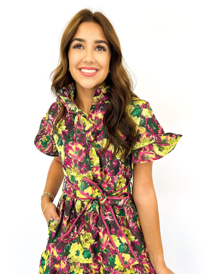 Lena Floral Jacquard Maxi Dress