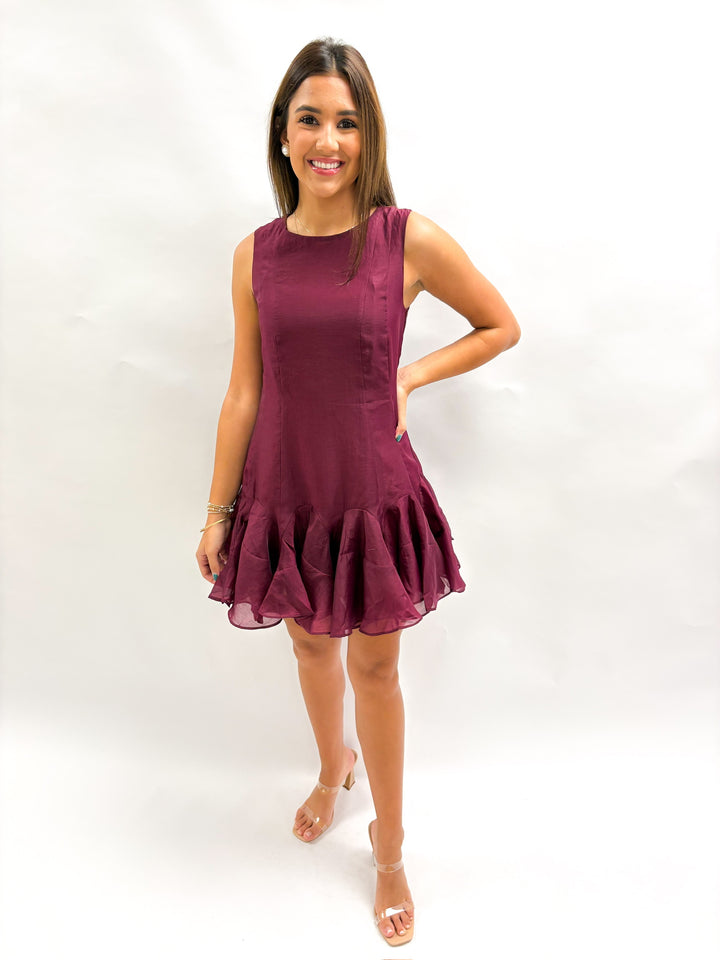 Merlot Godet Mini Dress