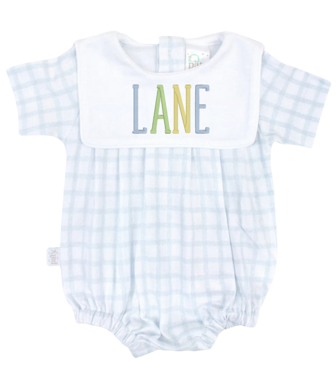 Blue Gingham Pima Bib Bubble