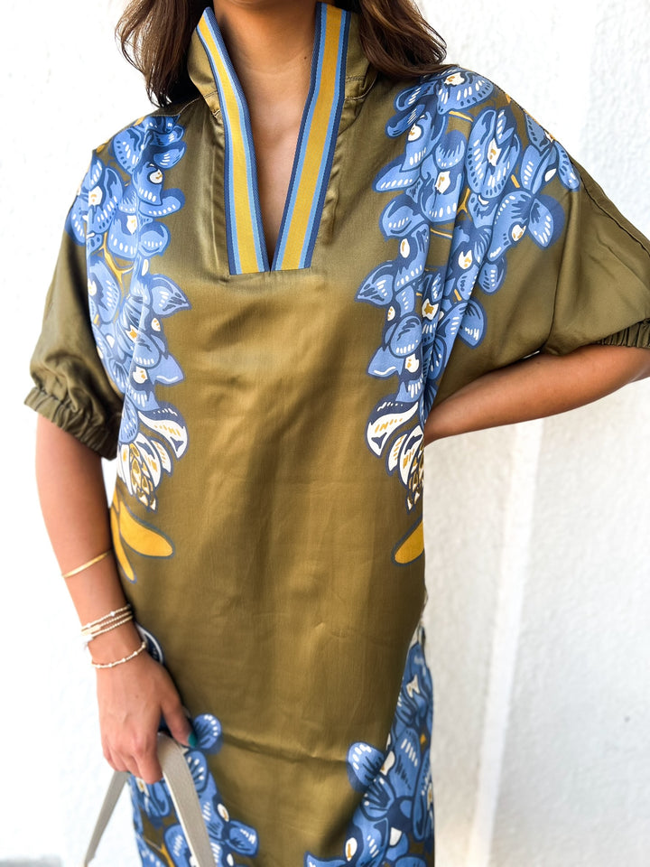 Bluebonnet Poppy Caftan Dress