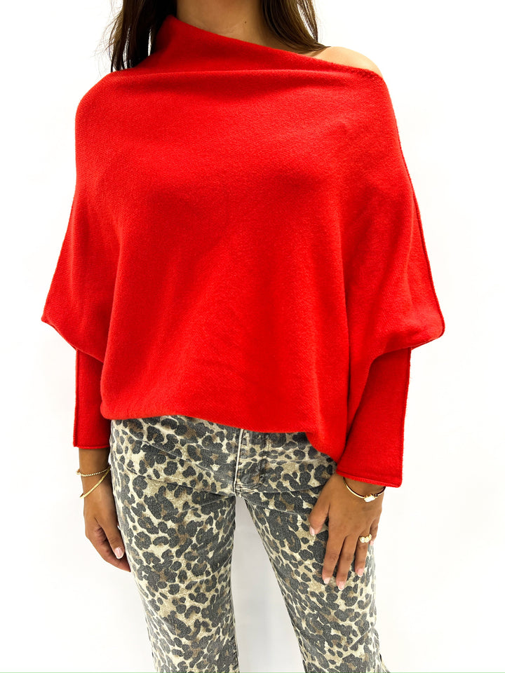 Red Asymmetrical Sweater