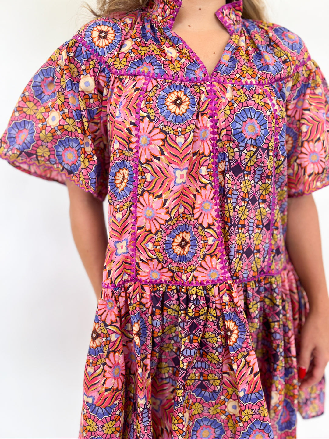 Kaleidoscope Trim Dress