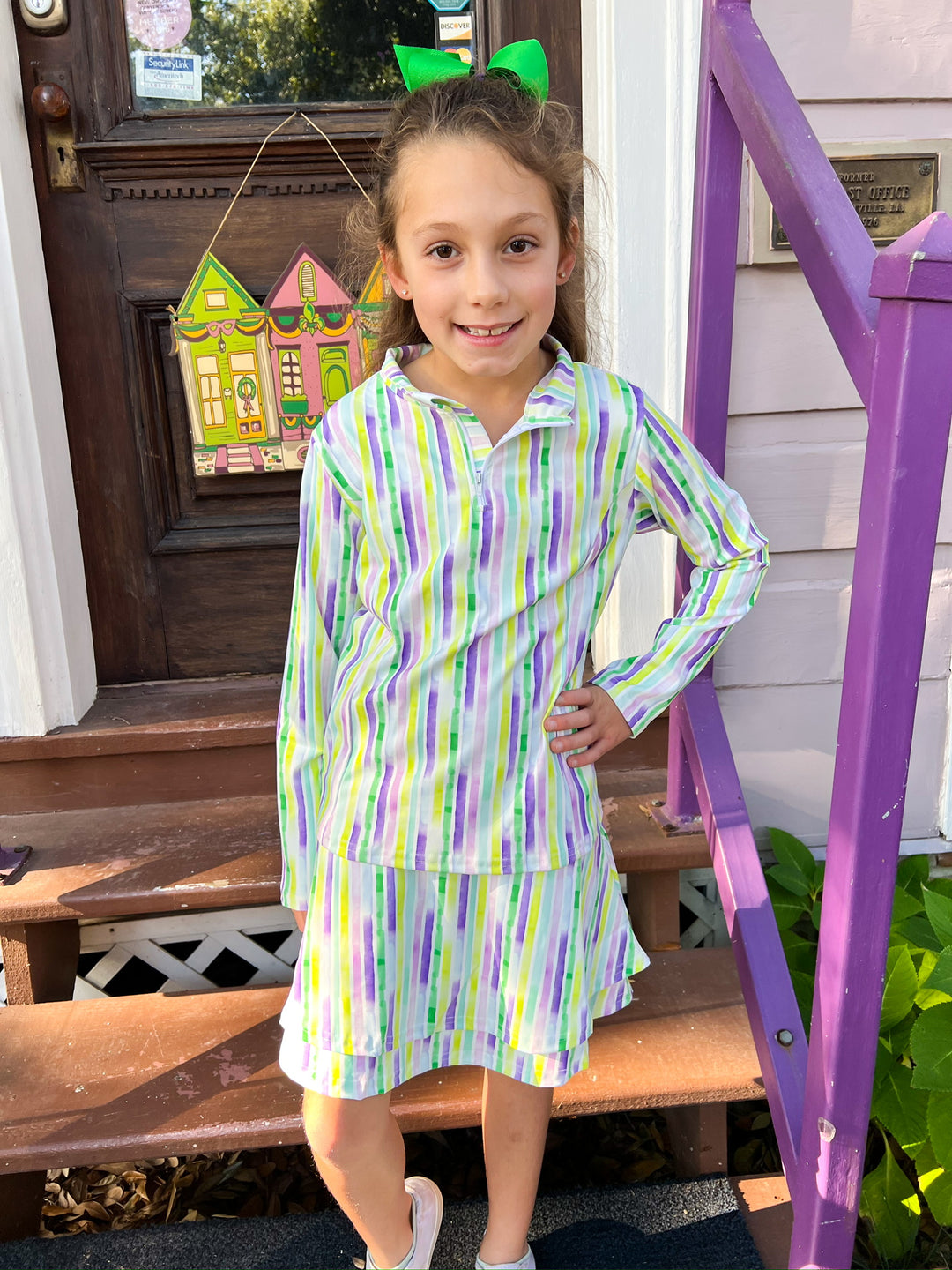 Mambo Watercolor Striped Skirt Set