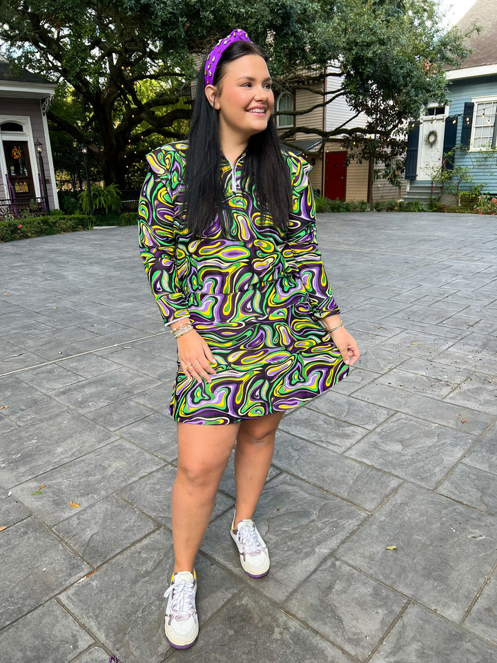 Mardi Gras Marble Grayson Zip Pullover