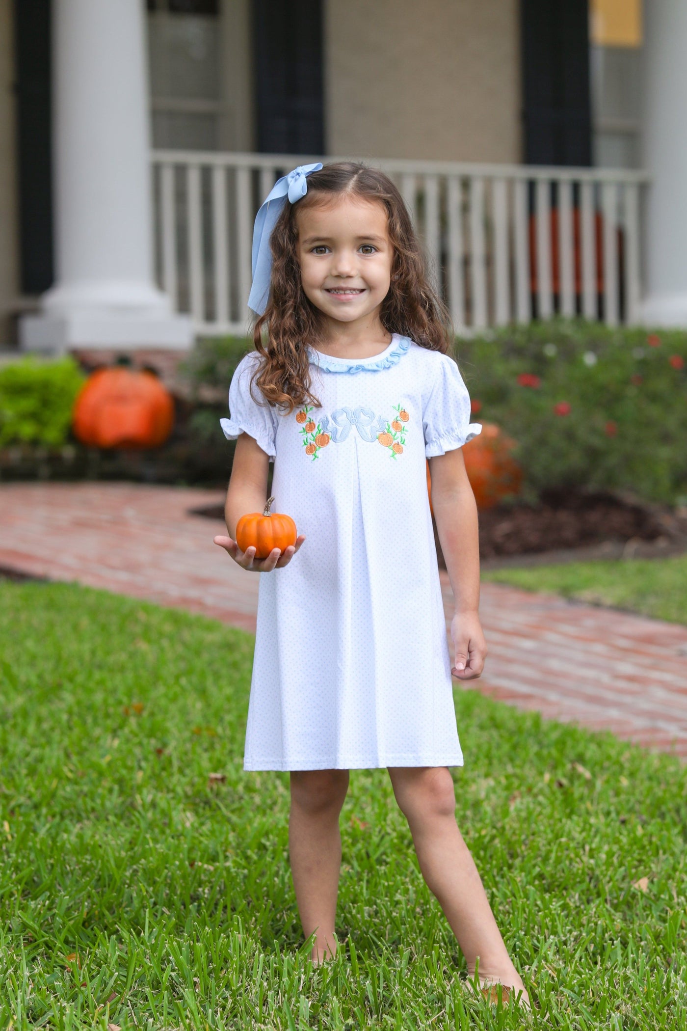 Pumpkin Bow Girls Dress