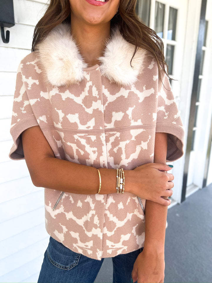 Cheetah Fur Trim Cardigan