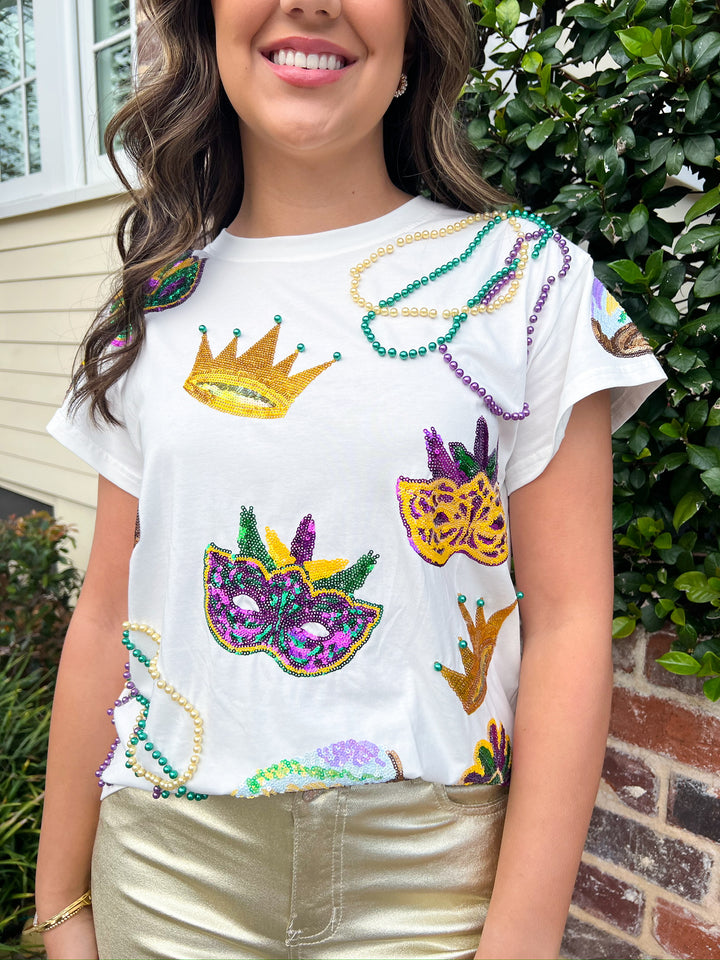 White Mardi Gras Icon Tee