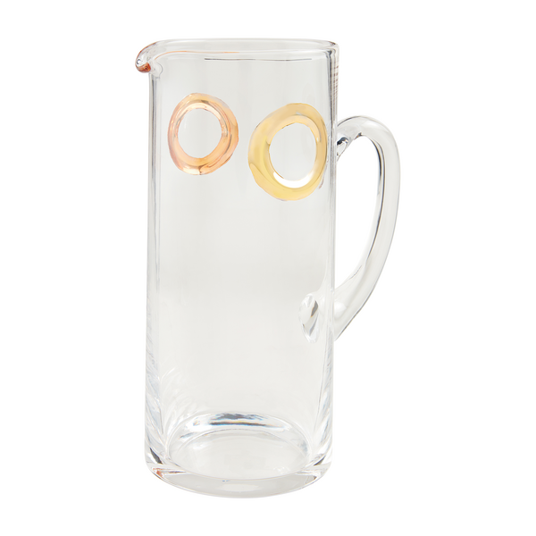 Glass Pitcher w Gold Rings