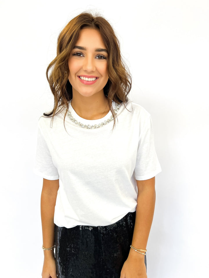White Embellished Tee
