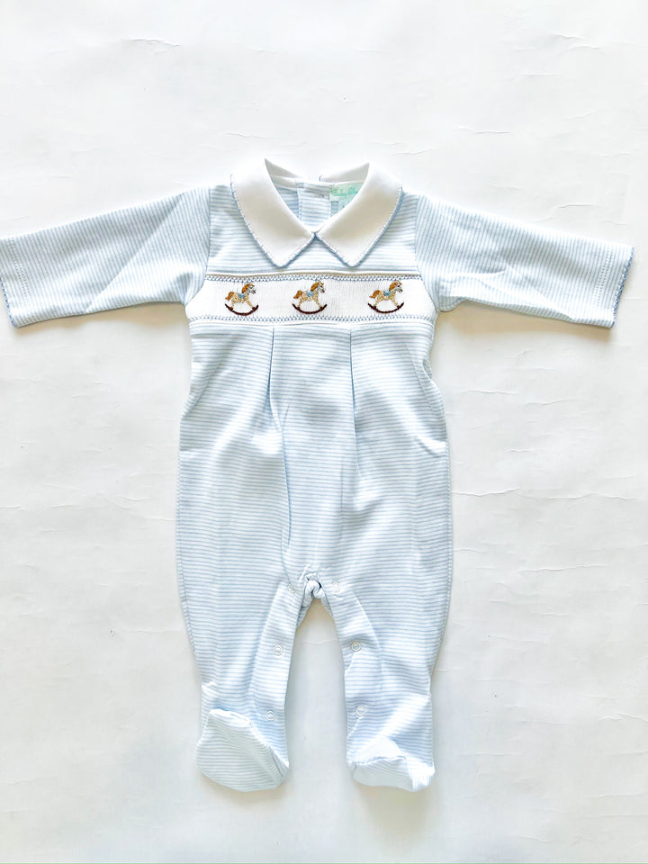 Rocking Horse Smocked Baby Boy Footie 3 Months