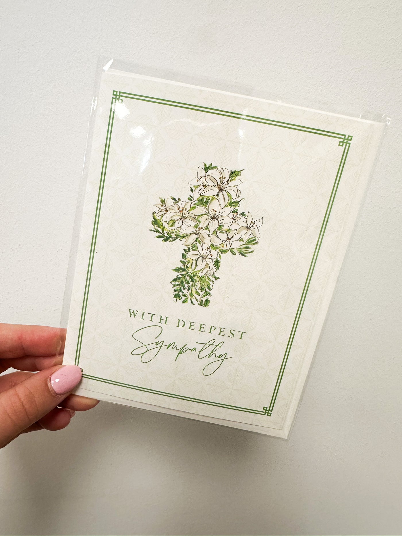 Deepest Sympathy White Lily Cross Card