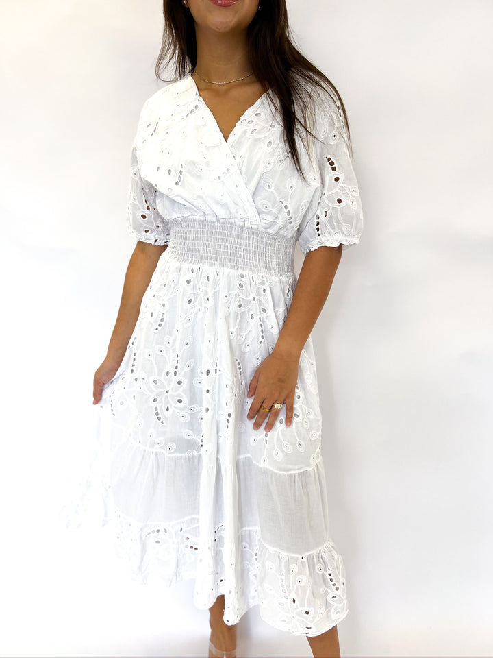 White Eyelet Tiered Dress