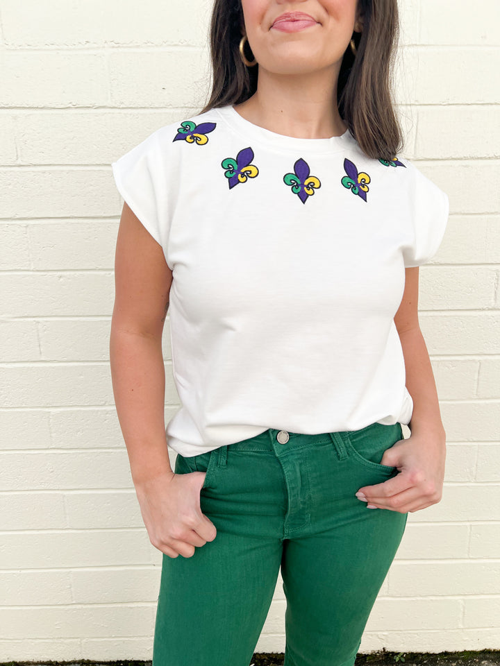 Mardi Gras Fleur De Lis Knit Tank