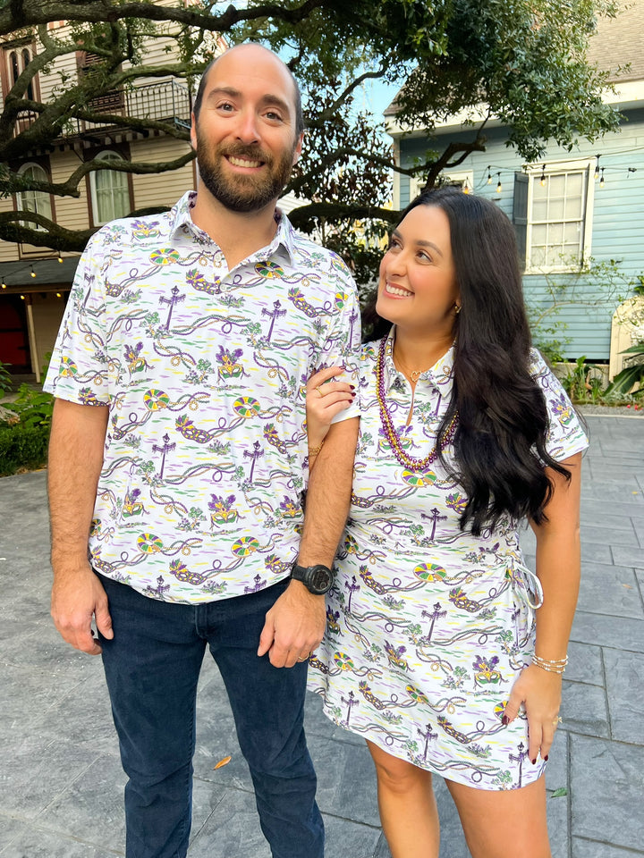 Mardi Gras Toile Teddy Polo